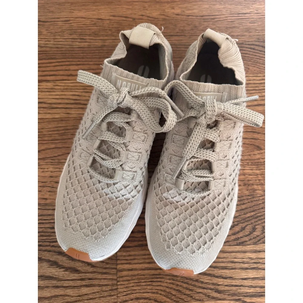 NOBULL Knit Runner Sand Beige Women Athletic Training Running Shoes Gum Sole 8.5